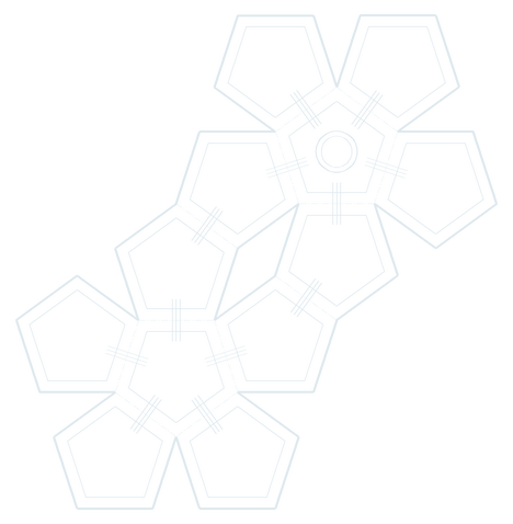 The twelve faces unfolded flat, fold lines between them