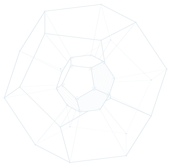 A small solid core suspended inside the twelve-faced frame