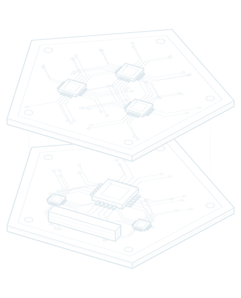 Two pentagonal boards and the header that joins them
