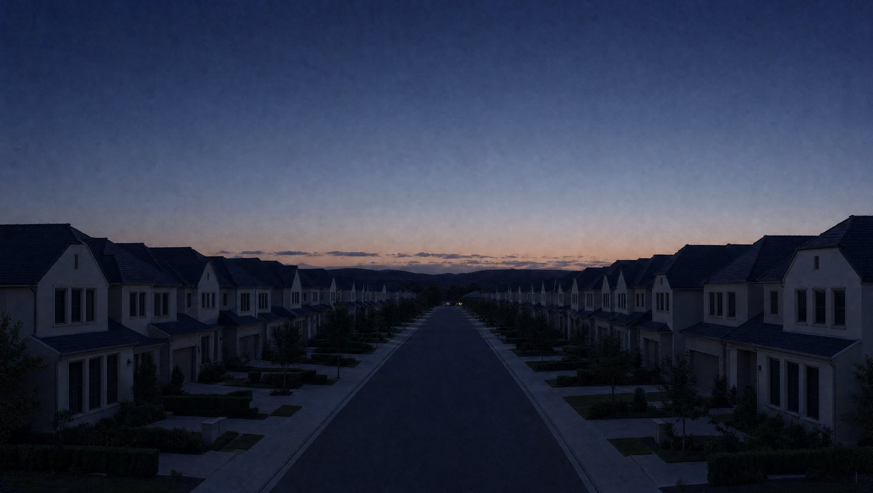 The same street with every house dark